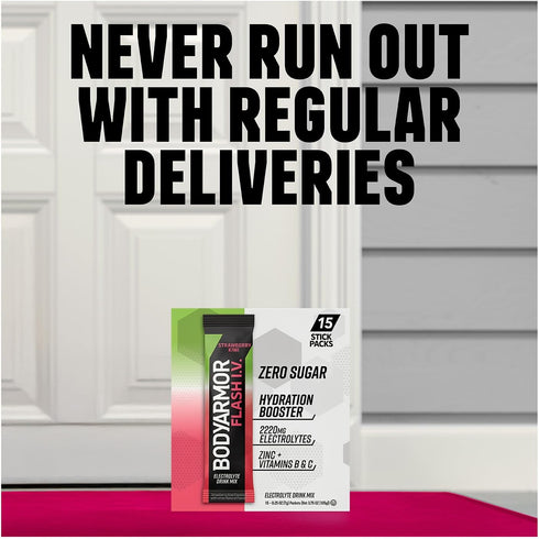 Packets, Packs, (6 Count) BODYARMOR Flash IV Electrolyte Lemon Lime - Zero Sugar Drink Mix, Single Serve Coconut Water