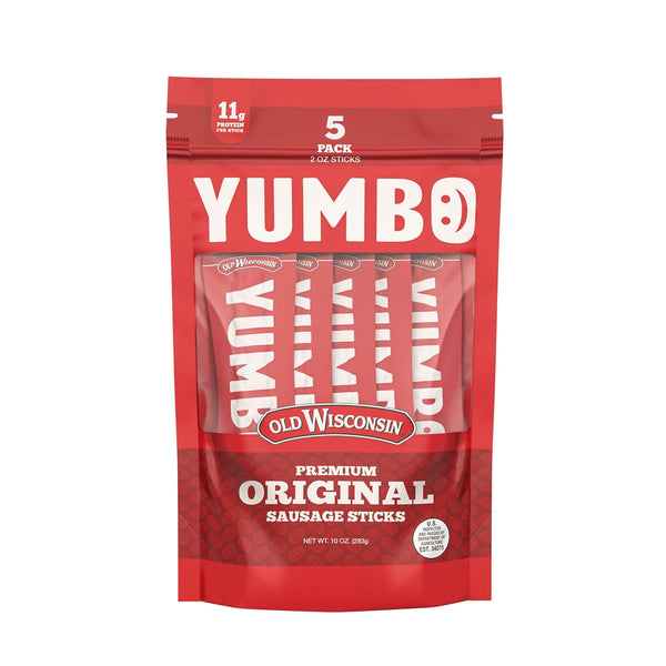 YUMBO Turkey Sausage Sticks, Gluten Free, Ready-to-Eat Protein Snacks, 2 oz Meat