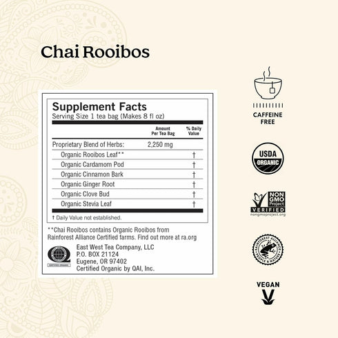 16 Pack (6 Packs) Yogi Tea Chai Rooibos Tea - Tea Bags per - Spiced Organic Rooibos Tea - Provides Antioxidants