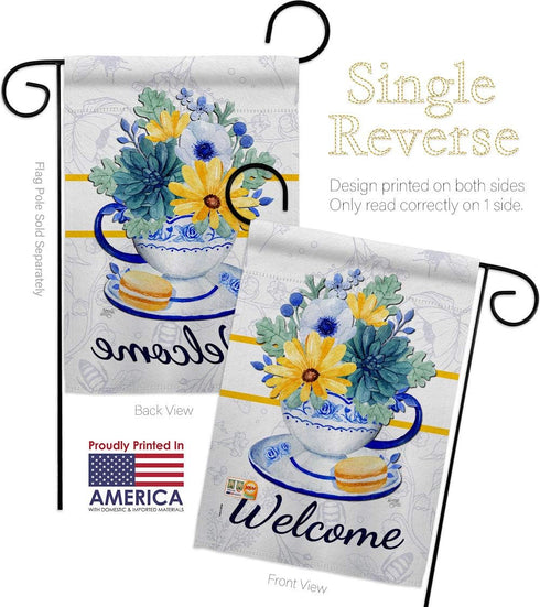 Breeze Decor Set 13 18.5 Floral Afternoon Tea Bouquet Garden Flag Wall Hanger Spring Sunflower Tulip Rose Orchid Lilies