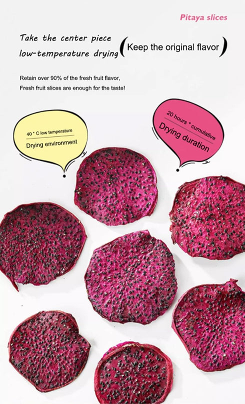 HanNainai 5oz/150g ,Dried Dragon Fruit Slices, Soft and Chewy, Dried Dehydrated Purple Dragon Fruit Slices Resealable