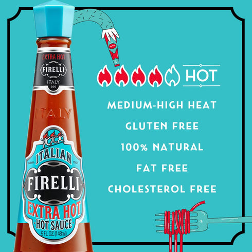 FIRELLI Extra Hot Italian Hot Sauce - 5oz Bottle (Pack of 2)