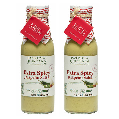 Patricia Quintana Extra Spicy Jalapeño Salsa, 12 oz, 2 Bottles, Authentic Mexican Ingredients