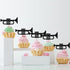 PINKAAJ Set 24 of Trumpet Cupcake Toppers for Music Theme Birthday, Black Glitter Trombone Music Instrument Sign