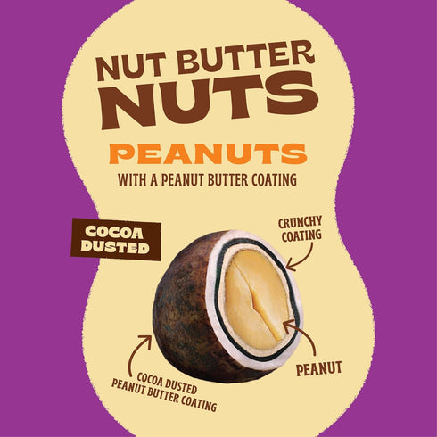 1oz (Pack 15), Orchard Valley Harvest Nut Butter Nuts Cocoa Dusted, Peanut Butter Coated Peanuts, Bags of Made
