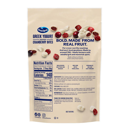 5 Oz (Pack 12) Ocean Spray Greek Yogurt Covered Craisins, Greek Yogurt Flavored, Covered Cranberries, Dried Fruit