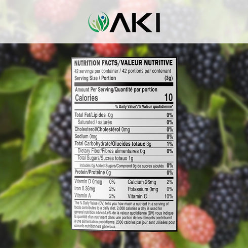 AKI 4-Berry Blend Superfood, Blueberry, Raspberry, Strawberry & Blackberry, 5.29oz/150g, Sugar-Free for Smoothies