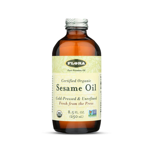 Flora - Certified Organic Sesame Oil - Cold-Pressed Cooking Oil with Essential