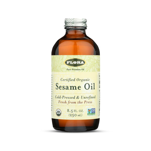 Flora - Certified Organic Sesame Oil - Cold-Pressed Cooking Oil with Essential