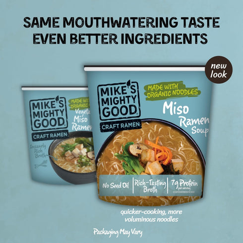 (Pack 6) 7g Mikes Mighty Good Vegan Miso Ramen Cup of Protein Instant Ramen Noodles Organic Steamed, Non-GMO - Canola