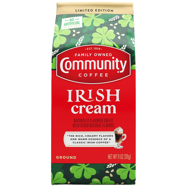 Community Coffee Irish Cream Flavored Ground Coffee, Medium Roast, 11 oz Bag