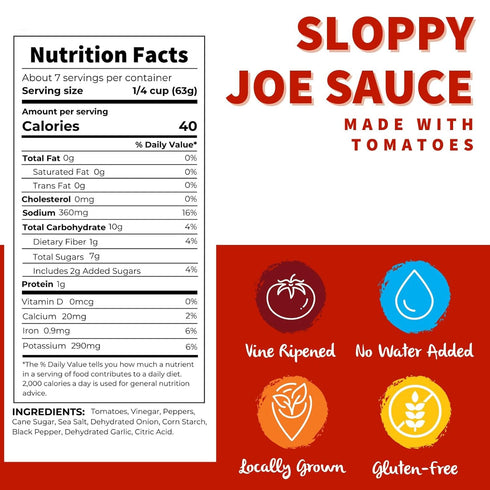 (15oz 6 pack) Dei Fratelli Sloppy Joe Sauce - - Vine-Ripened Tomatoes - No Water, No Corn Syrup, Non GMO, Gluten-Free