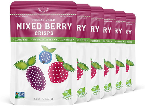 Natures Turn Freeze-Dried Mixed Berry Crisps Healthy, Gluten-Free, Crispy & Delicious, Plant-Based