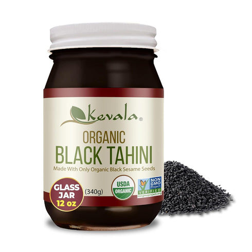 Kevala Organic Black Tahini - Gluten Free Black Sesame Paste for Bread,