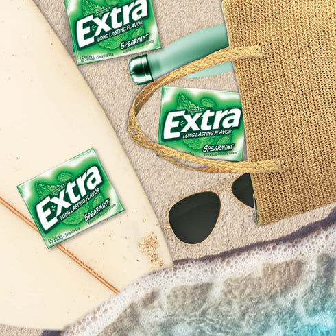 3 Pack (45 EXTRA Spearmint Sugar Free Chewing Gum, Bulk Gum Sticks Total), Long-Lasting Fresh Breath, Individually