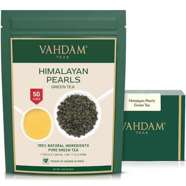 VAHDAM Himalayan Pearls Green Tea Loose Leaf, 3.53 Oz (50 Cups)