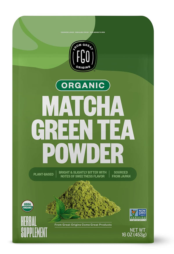 FGO Organic Matcha Green Tea Powder, Japanese Culinary Grade for Cooking, Baking,