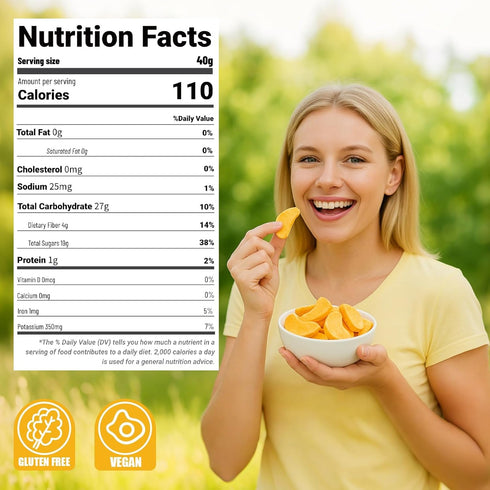 Nahasahr 7.06oz 100% Smoothies(200g) Freeze Dried Yellow Peach Slices- Nature Dehydrated Peaches Chips with Sugar