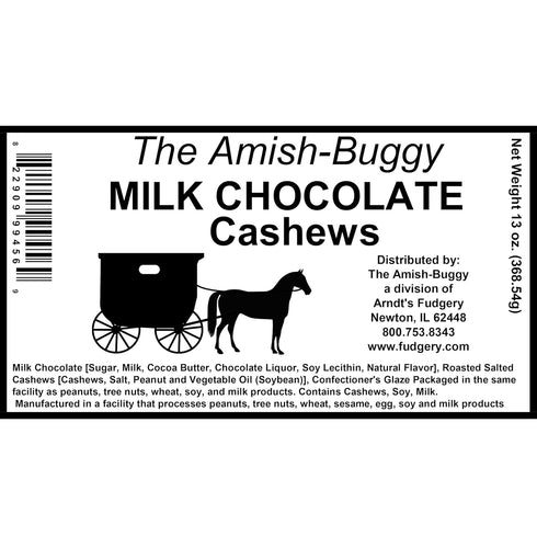 Arndts Fudgery DBA The Amish-Buggy 13 The Amish-Buggy (a division of Arndts Fudgery) Milk Chocolate Covered Cashews