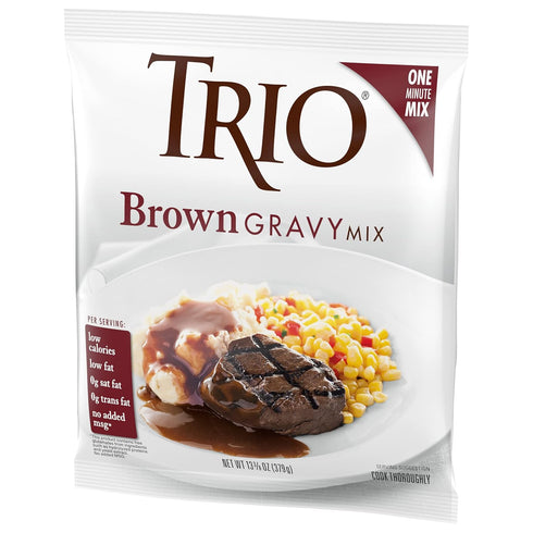 Trio Gravy Mix, Brown Gravy, Dehydrated, Just Add Water, Holiday Roasts, 13.37 oz Bag.