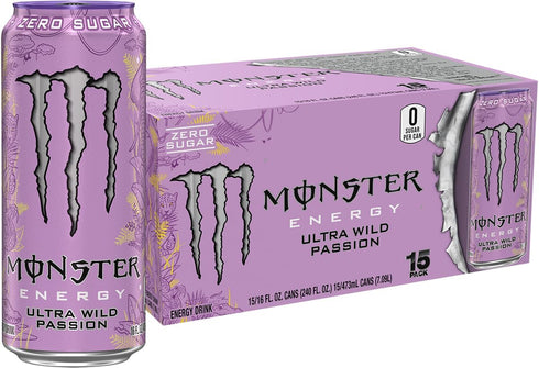 Monster Energy Ultra Wild Passion, Sugar Free Energy Drink, 16 Ounce (Pack