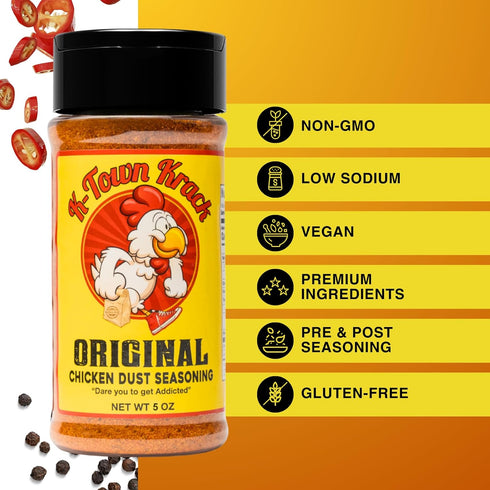 K-Town Krack - Original Chicken Dust Seasoning - All-Purpose Seasoning & BBQ Rub Seasoning for Chicken, Beef, Pork, Fish - All-in-one Spice Rub, BBQ Rub, Wing Seasoning, Meat Seasonings and Rubs 5oz