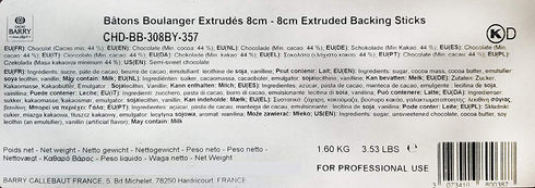 Cacao Barry 44% 300 8 cm 3.5 lbs Bittersweet Chocolate Baking Sticks - Cacao - x sticks - total