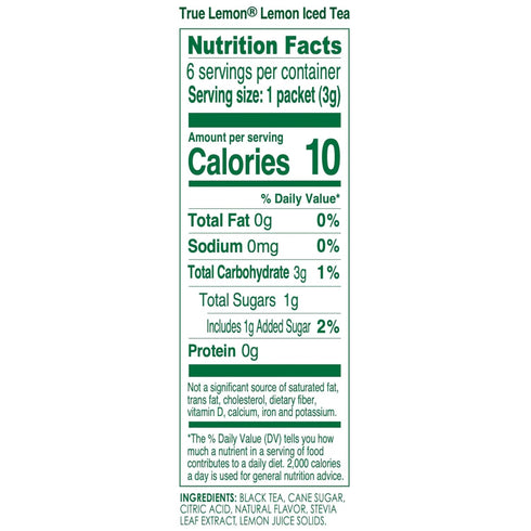 Packets 6 Count (Pack 4) LEMON ICED TEA MIX by TRUE LEMON | Instant Powdered Drink That Quench YOUR Thirst, Mouth
