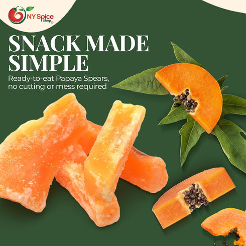 5 SO2 NY Spice Shop Dried Papaya Spears - Pound Dried Tropical Fruit Mix Papaya - Fruit Snack Papayas Spears