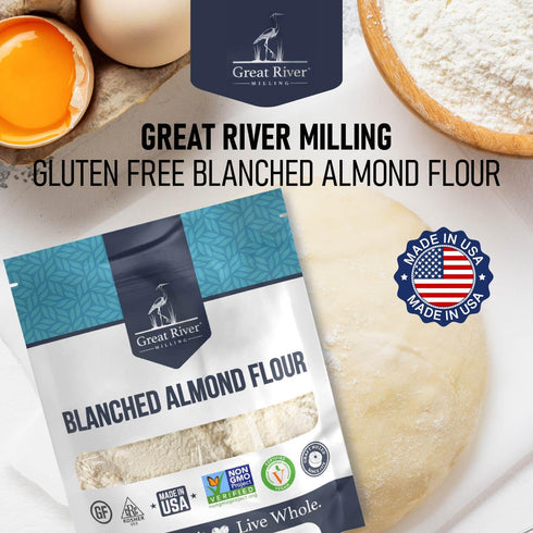 4 Lb Great River Milling Blanched Almond Flour | Finely Ground Gluten Free Baking Alternative | Made from Whole