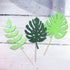 LaVenty Set of 7 Glittery Tropical Leaves Cake Topper for Tropical Wedding Cake Decoration