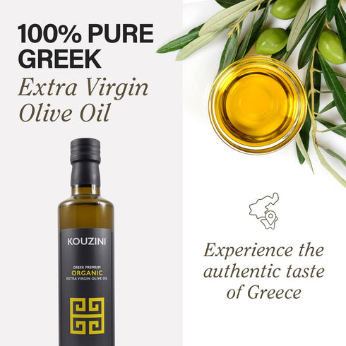 500ml Kouzini Organic Greek Extra Virgin Olive Oil, First Cold Pressed, Single Origin, Family Owned Organic Extra