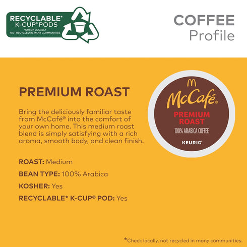 84 Count McCafe Premium Roast Coffee, Single Serve Keurig K-Cup Pods, Medium Roast