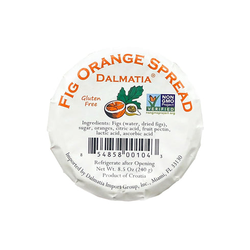 8.5 oz Dalmatia Orange Fig Spread, | Mediterranean Citrus & Fig Blend | All-Natural, Non-GMO | Perfect for Cheese