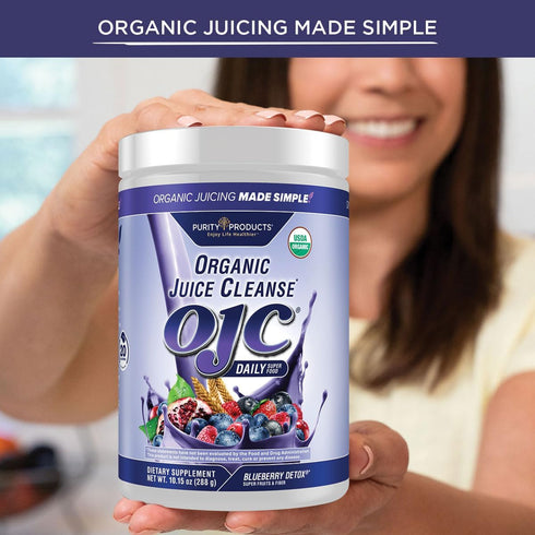 4 30 Purity Products OJC Blueberry Detox - Certified Organic Juice Cleanse Bloat + Gas Relief- Ft. OptiBiome