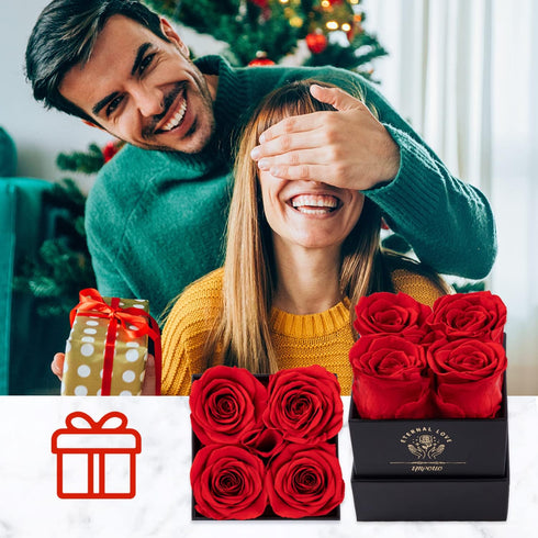 Impouo Preserved Roses Red + Purple Bundle, Flowers for Delivery Prime - Roses in a Box - Real Roses That Last a Year