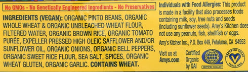6 Amy's, Burrito Bean Rice, Ounce