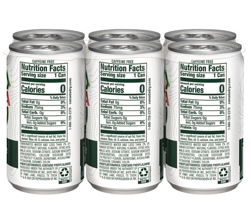 7.5 Oz 24 Pack Canada Dry Ginger Ale Zero Sugar, Fl Cans