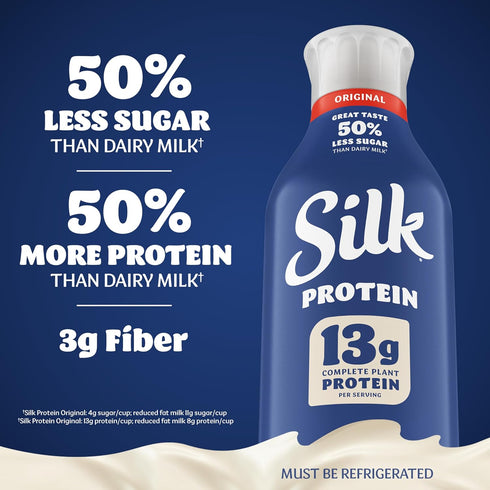 13g 48 oz Silk Protein Complete Plant Protein Milk, Original, Dairy Free, Lactose Free Plant Based Milk with Protein