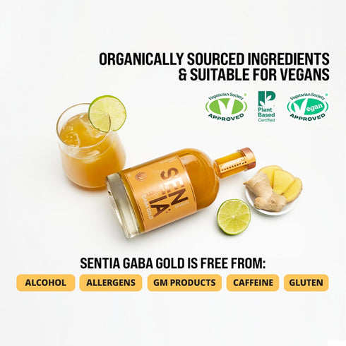 20 16.9 oz (500ml), Sentia Spirits Gaba Gold, Botanical Alcohol Free, Drink , Award Winning, Vegan, Gluten Free and GM