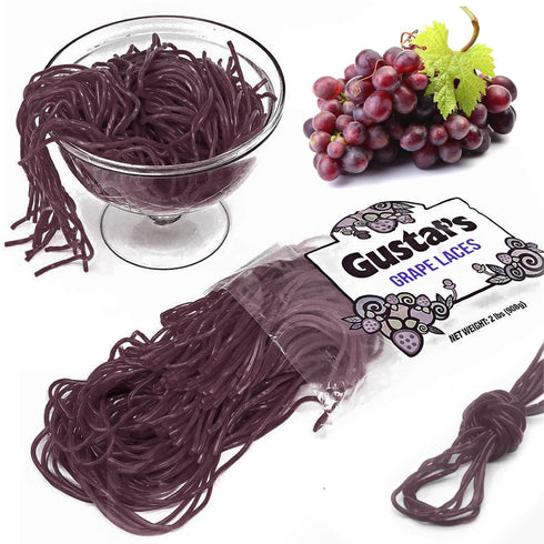 9 SHANI'S ROOTS SHOOTS Grape Laces Chewy Licorice Candy Fruity Shoestring Strings Sweet Grape Snack Candy