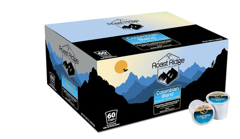 60 Count Roast Ridge Single Serve Coffee Pods for Keurig K-Cup Brewers, Colombian Blend, Medium Roast