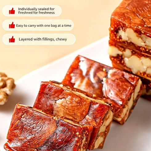 Packaged 250g/8.8oz (3 Fig and Walnut Two in One, Fig Walnut Black Sesame Pie, Nutritious Nut Snack,Traditional