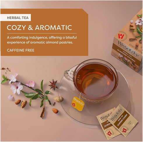 (6 Pack 120 Wissotzky Almond Charm Herbal Tea Bags - Tea Bags) | Caffeine Free | AKA Chemdat Hashaked | Delicious Aroma