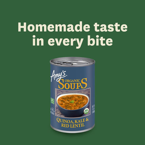 14.4 (Pack 6) Amy's Soup, Vegan, Gluten Free, Organic Kale, Quinoa and Red Lentil, Ounce