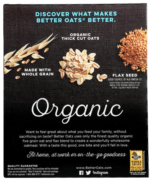 (Pack 3) Betteroats Raw Pure & Simple Organic Bare Instant Multi Grain Hot Cereal with Flax of by Better Oats