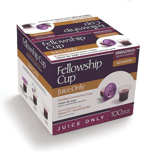 Communion 100 Count BROADMAN CHURCH SUPPLIES Pre-filled Fellowship Cup, Juice Only