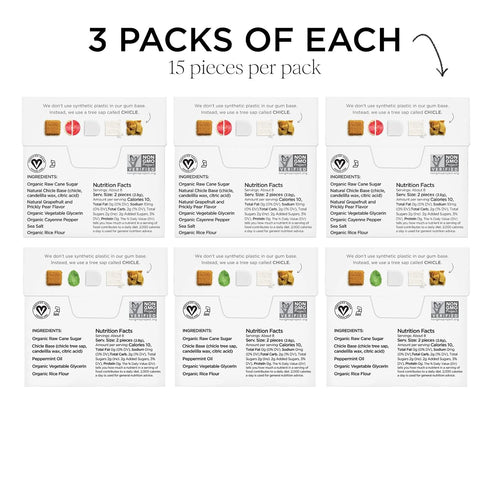 SIMPLY Gum Peppermint and Grapefruit (Cleanse) Variety Pack - 6 Pack (90 Pieces) Natural Plastic-Free Chewing Gum