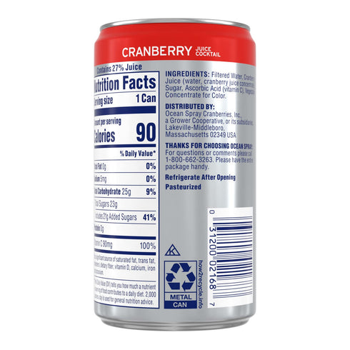 7.2 oz (Pack 24) Ocean Spray Cranberry Juice Cocktail, Cans
