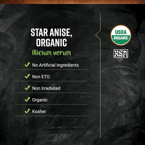 1lb Frontier Co-op Organic Whole Star Anise - Dried Whole Star Anise Pods